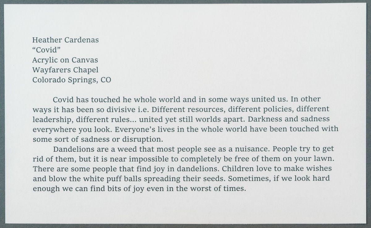 Printed artist statement card for artwork 1